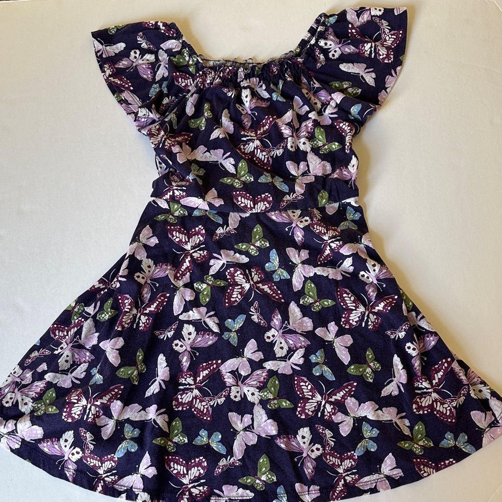 Place Kids Dress with Butterfly Print - Purple and Green